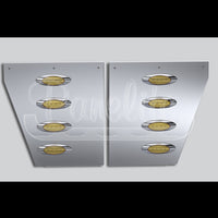 1987-2007 Peterbilt 379 Model Wide Hood Extension Panels w 4 Amber LED M1 Lights