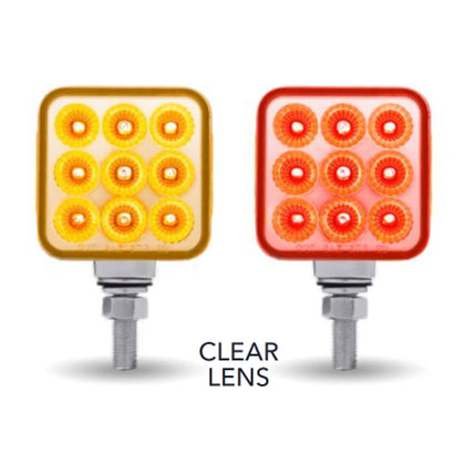 Trux Double Face 3" LED Mini Square Clear Amber/Red Stop/Turn Marker Single Post Light