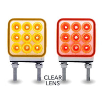 Trux Double Face 3" LED Mini Square Clear Amber/Red Stop/Turn Marker Double Post Light