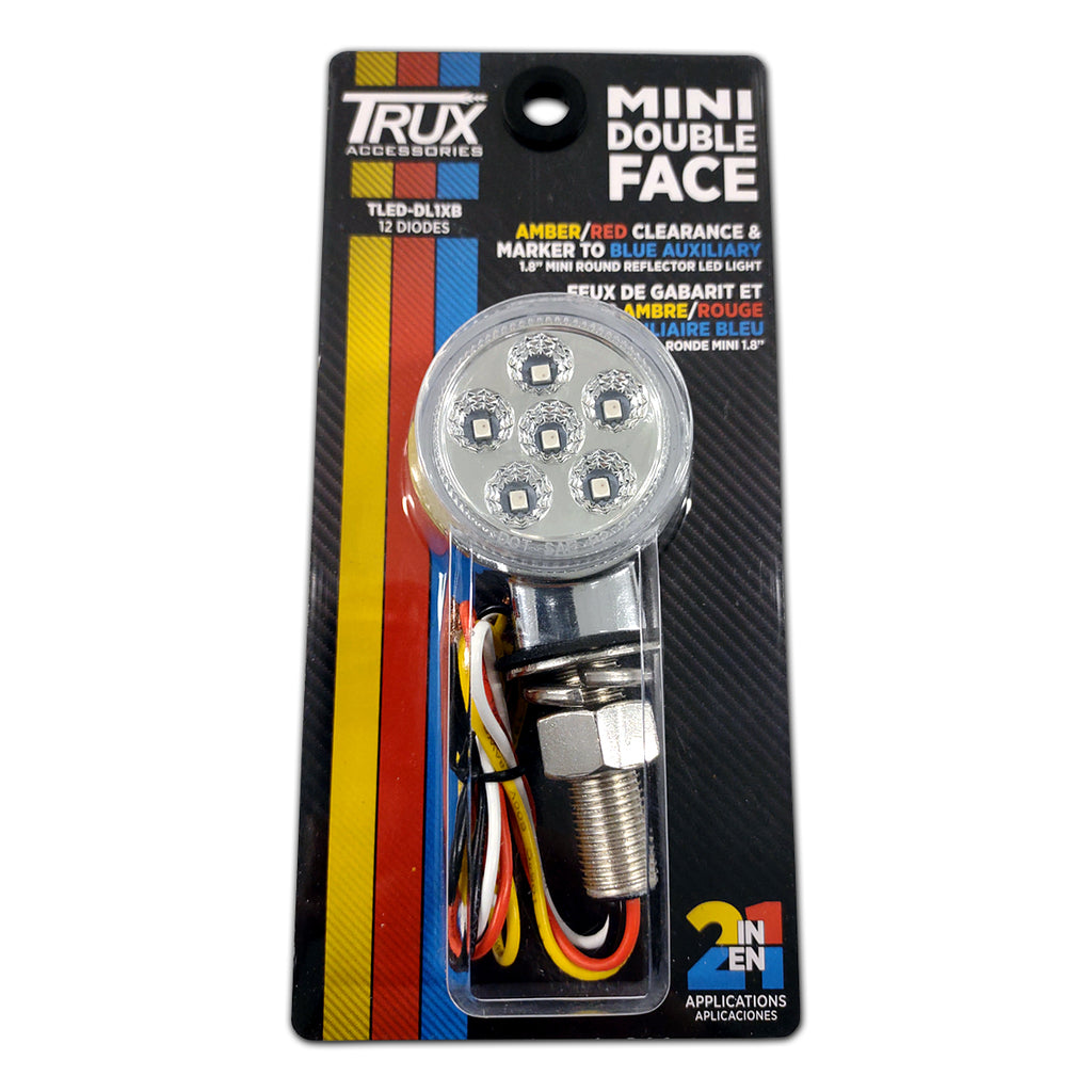 Trux - 1.8" Double-Faced Mini Lollipop Clearance & Marker Light (Amber/Red to Blue)