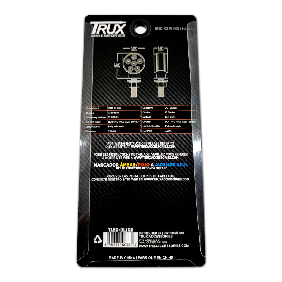 Trux - 1.8" Double-Faced Mini Lollipop Clearance & Marker Light (Amber/Red to Blue)