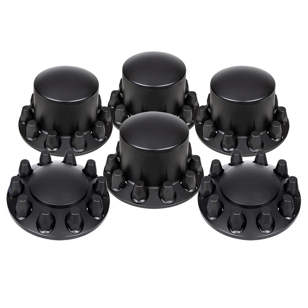 Dome Axle Cover Combo Kit w 33mm Standard Thread-On Nut Covers & Tool (Matte Black)