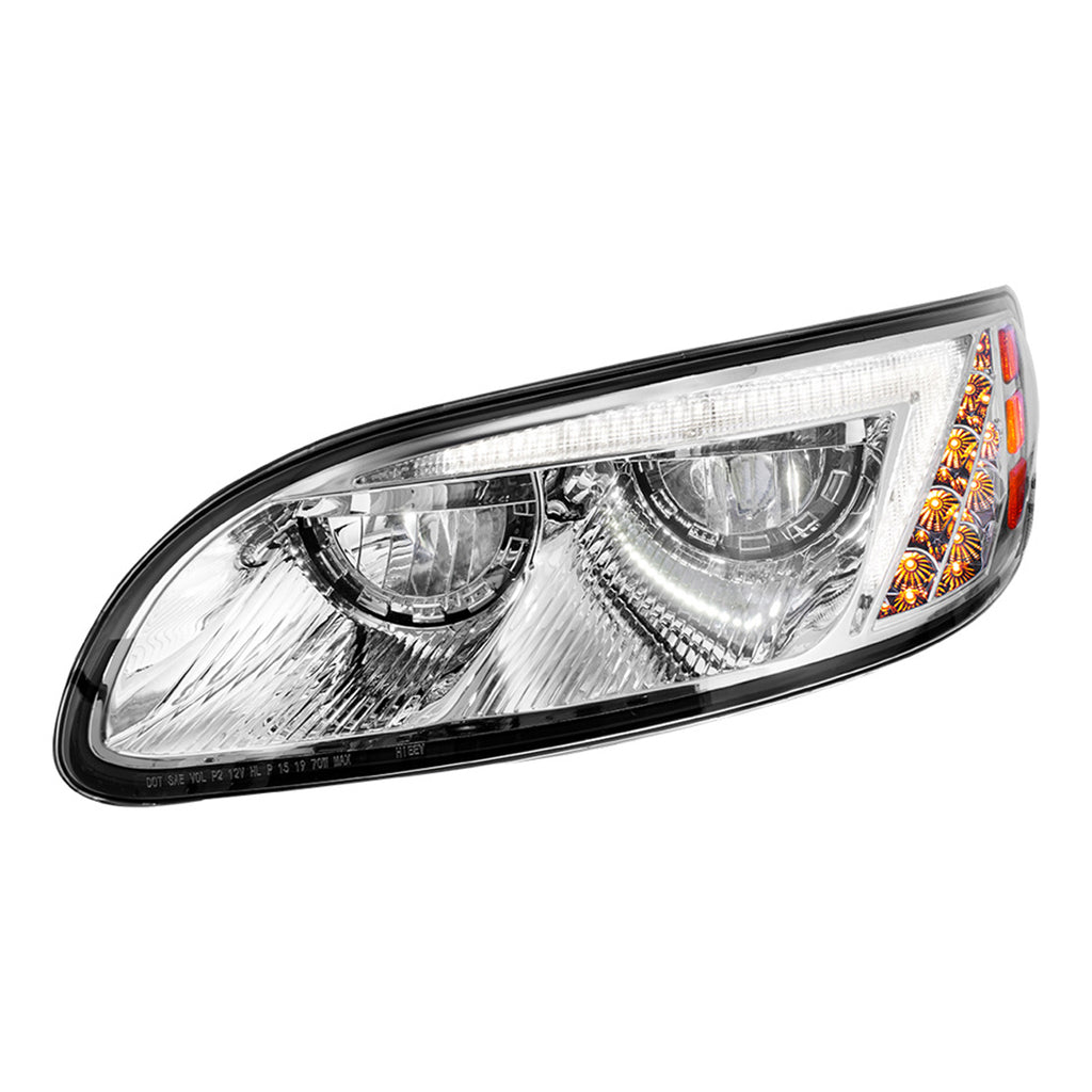 Chrome LED Headlight for Peterbilt 386 (2005-2015) or 387 (1999-2010) - Driver's Side
