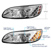 Chrome LED Headlight for Peterbilt 386 (2005-2015) or 387 (1999-2010) - Driver's Side
