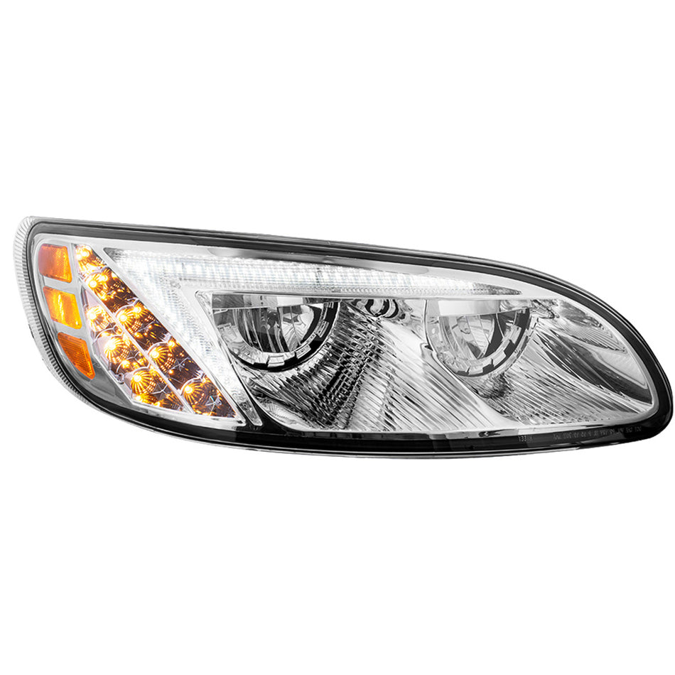 Chrome LED Headlight for Peterbilt 386 (2005-2015) or 387 (1999-2010) - Passenger's Side