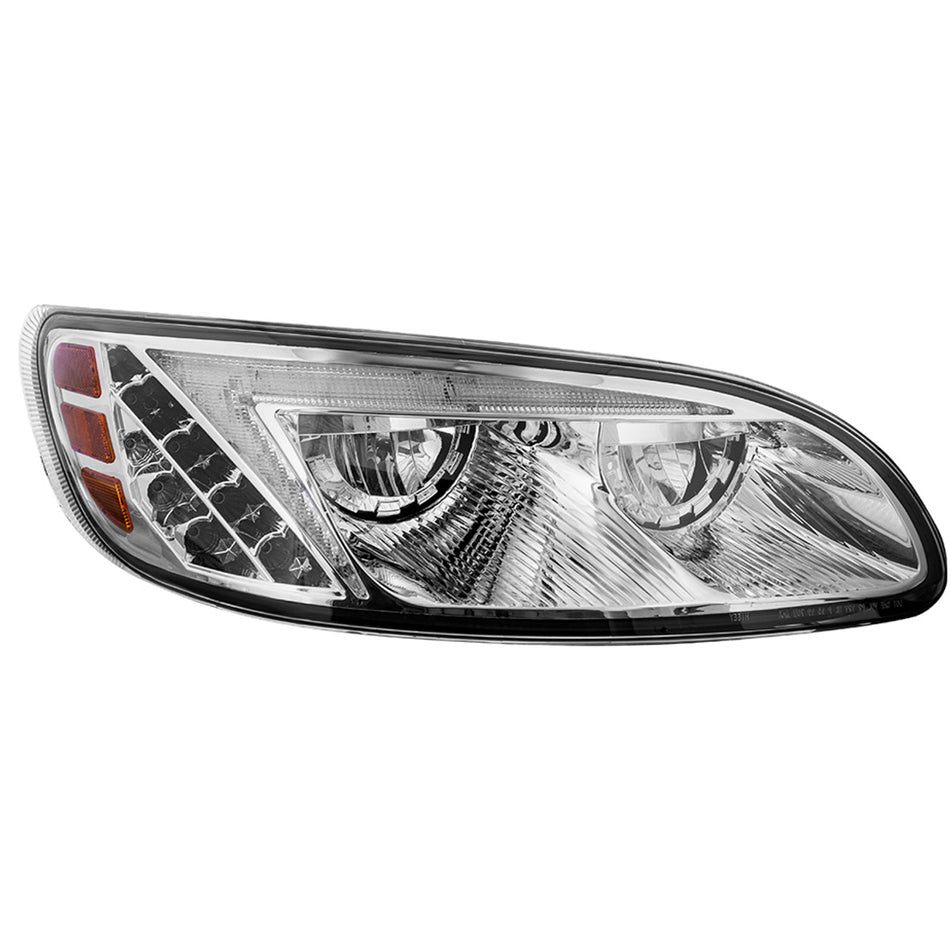 Chrome LED Headlight for Peterbilt 386 (2005-2015) or 387 (1999-2010) - Passenger's Side