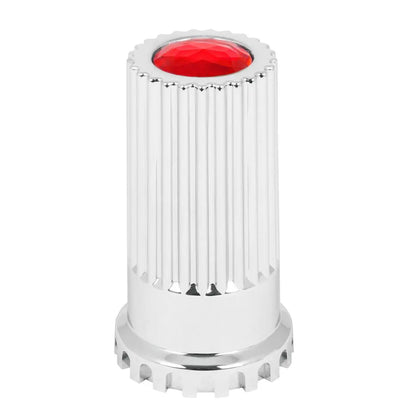 33mm Bullet Flat Top Lug Nut Cover w Colored Jewel (Red)