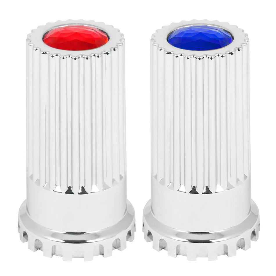33mm Bullet Flat Top Lug Nut Cover w Colored Jewel (Red)