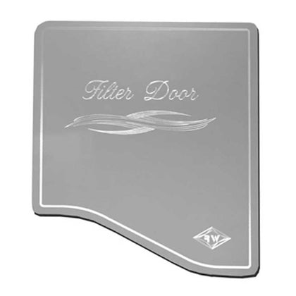 Stainless Steel A/C Heater Filter Door Cover Engraved with E Flourish For 2006 and Newer Peterbilt