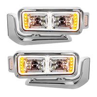 Peterbilt 379 10 High Power LED Chrome Projection Headlight Assembly (Driver or Passenger Side)