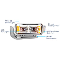 Peterbilt 379 10 High Power LED Chrome Projection Headlight Assembly (Driver or Passenger Side)