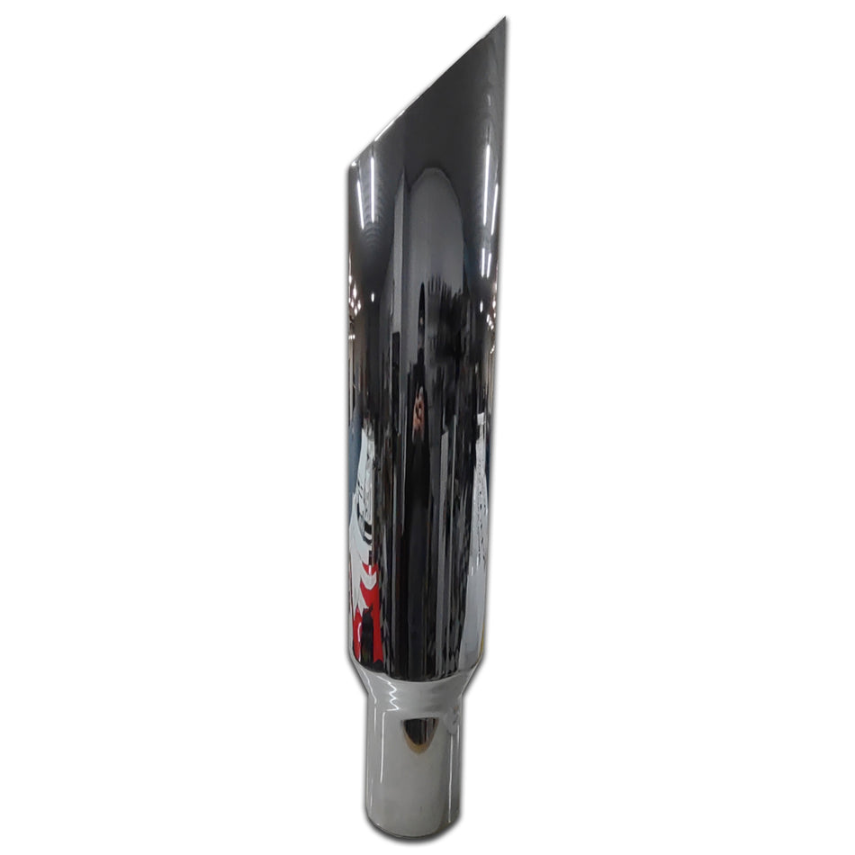 7" X 36", 48" or 60" Mitered Top Chrome Exhaust Stack with Extended 5" O.D. Reducer. Fits Peterbilt