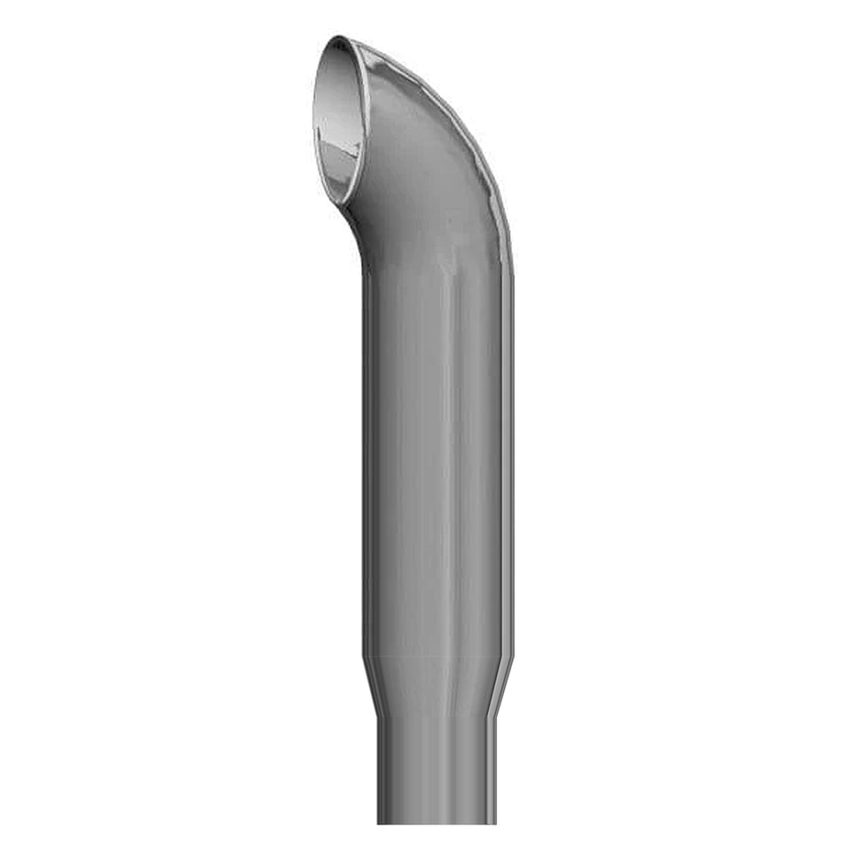 7" x 36", 48" or 60"  Curved Chrome Top Exhaust Stack with Extended 5" O.D. Reducer. Fits Peterbilt