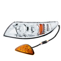 Chrome LED Projector Headlight w Rear Facing Turn Signal for DuraStar 2002-2018 - Driver's Side