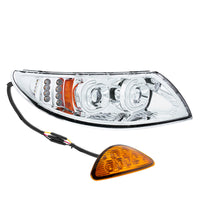 Chrome LED Projector Headlight w Rear Facing Turn Signal for DuraStar 2002-2018 - Passenger's Side