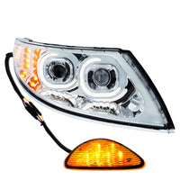 Chrome LED Projector Headlight w Rear Facing Turn Signal for DuraStar 2002-2018 - Passenger's Side