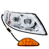 Chrome LED Projector Headlight w Rear Facing Turn Signal for DuraStar 2002-2018 - Passenger's Side