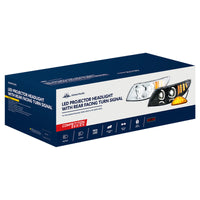 Chrome LED Projector Headlight w Rear Facing Turn Signal for DuraStar 2002-2018 - Driver's Side