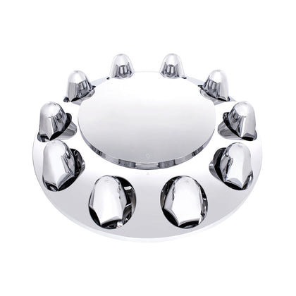 United Pacific - Chrome Front Axle Cover w Dome Cap & 1-1/2" Push-On Nut Covers