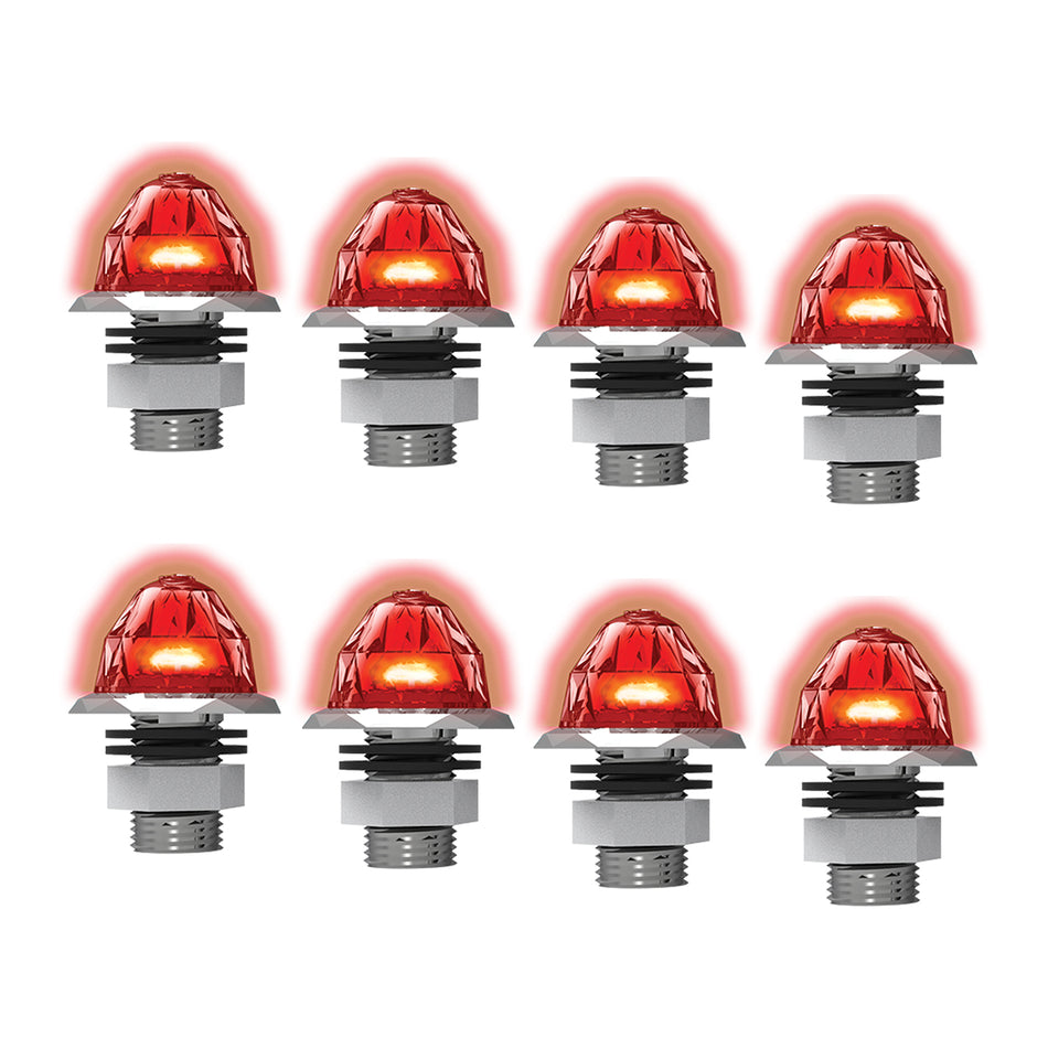 8 Pack of Jeweled Series 3/4" Mini Hero Watermelon Light (Red LEDs/Red Lens)