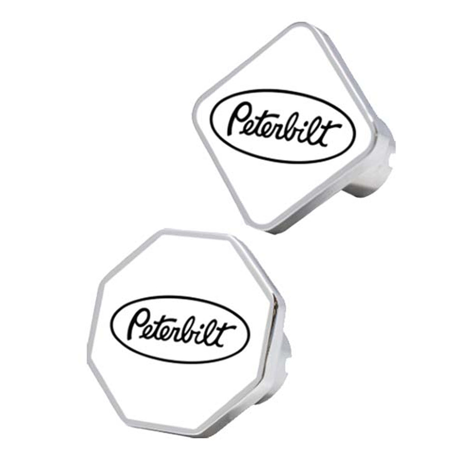 Delpann - White Peterbilt Logo Air Valve Knobs (Square or Octagon)