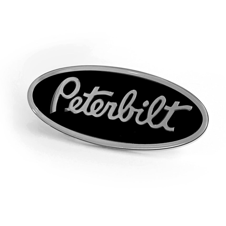 Delpann - Peterbilt Chrome Oval Emblem (Red or Black) - Berube's Truck Accessories