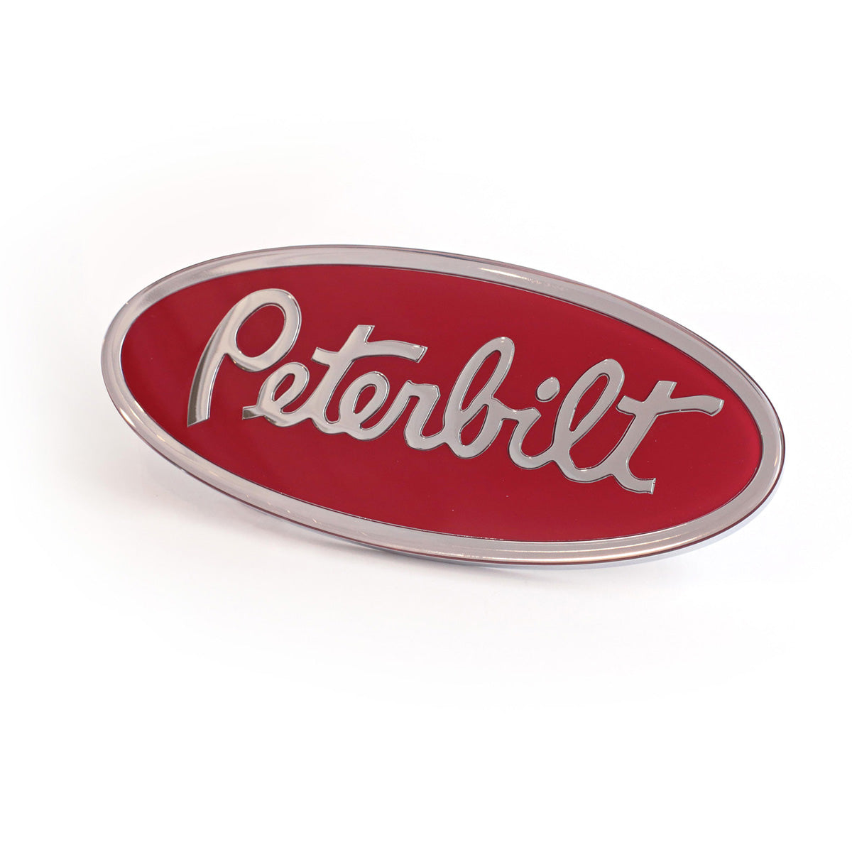 Delpann - Peterbilt Chrome Oval Emblem (Red or Black) - Berube's Truck Accessories