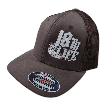 Hot Rig's "18 to Life" Fitted "Mesh Back" Cap (Brown)
