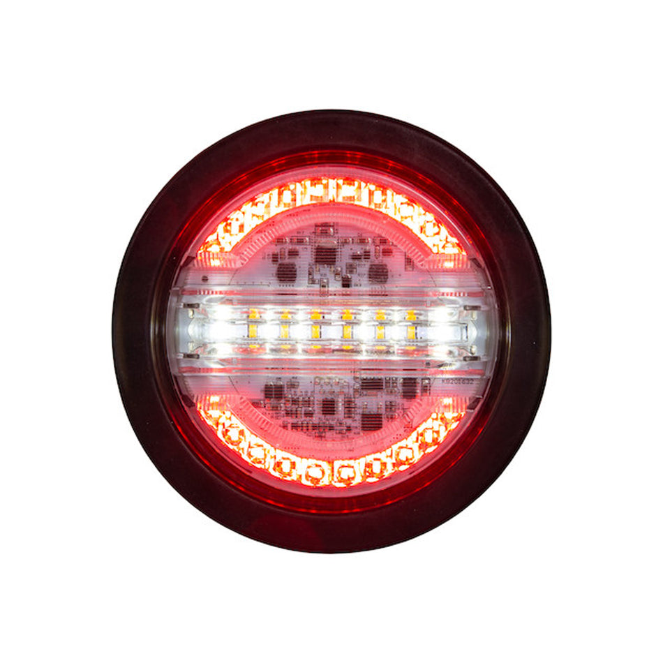 Combination 4 Inch Round LED Stop/Turn/Tail, Backup and Amber Strobe Light with 32 LEDs