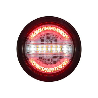 Combination 4 Inch Round LED Stop/Turn/Tail, Backup and Amber Strobe Light with 32 LEDs