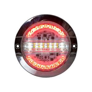 Combination 4 Inch Round LED Stop/Turn/Tail, Backup and Amber Strobe Light with 32 LEDs