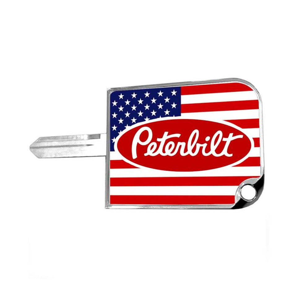 Small or Large US FLAG Peterbilt Logo Key Cover (Red, White & Blue)