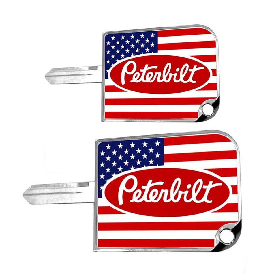 Small or Large US FLAG Peterbilt Logo Key Cover (Red, White & Blue)