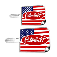 Small or Large US FLAG Peterbilt Logo Key Cover (Red, White & Blue)