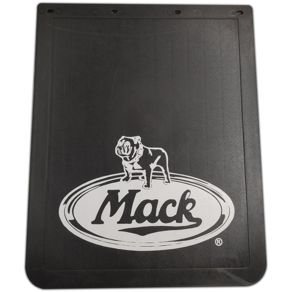 James King 24" X 30" X 1/4" Mack Logo Mud Flap -  (SPECIFY - Right  or Left Side) White Logo on Black Matte - Berube's Truck Accessories