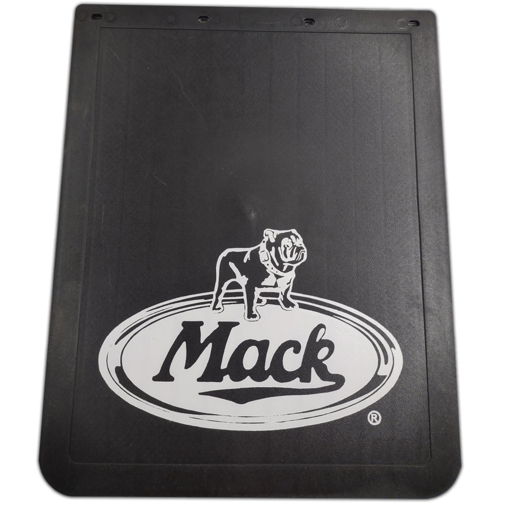 James King 24" X 30" X 1/4" Mack Logo Mud Flap -  (SPECIFY - Right  or Left Side) White Logo on Black Matte
