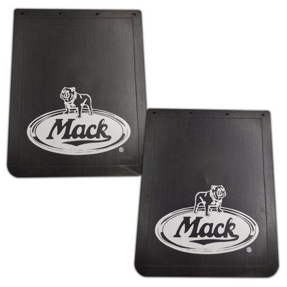James King 24" X 30" X 1/4" Mack Logo Mud Flap -  (SPECIFY - Right  or Left Side) White Logo on Black Matte