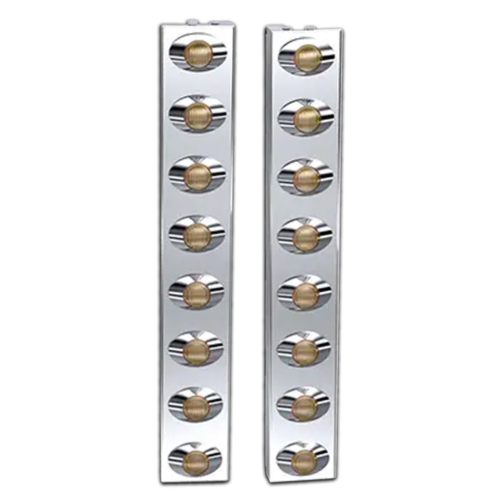 Panelite - Peterbilt 589 Front Air Cleaner Light Bar (8 x M3 Amber/Amber LED Lights)