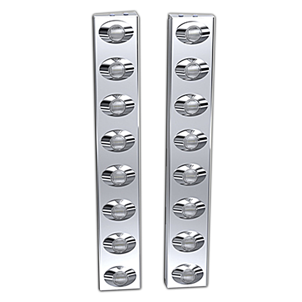 Panelite - Peterbilt 589 Front Air Cleaner Light Bar (8 x M3 Amber/Clear LED Lights)