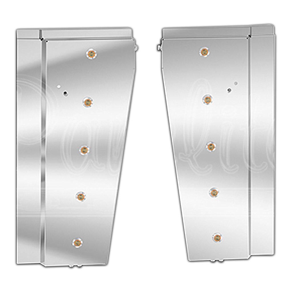 Peterbilt 589 Long Hood Cowl/Hood Extension Panels (5 x 3/4" Round Amber LED Lights)