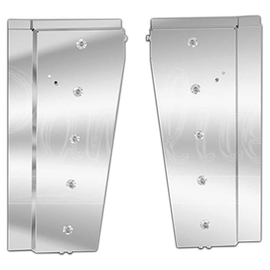 Peterbilt 589 Long Hood Cowl/Hood Extension Panels (5 x 3/4" Round Amber/Clear LED Lights) - Berube's Truck Accessories