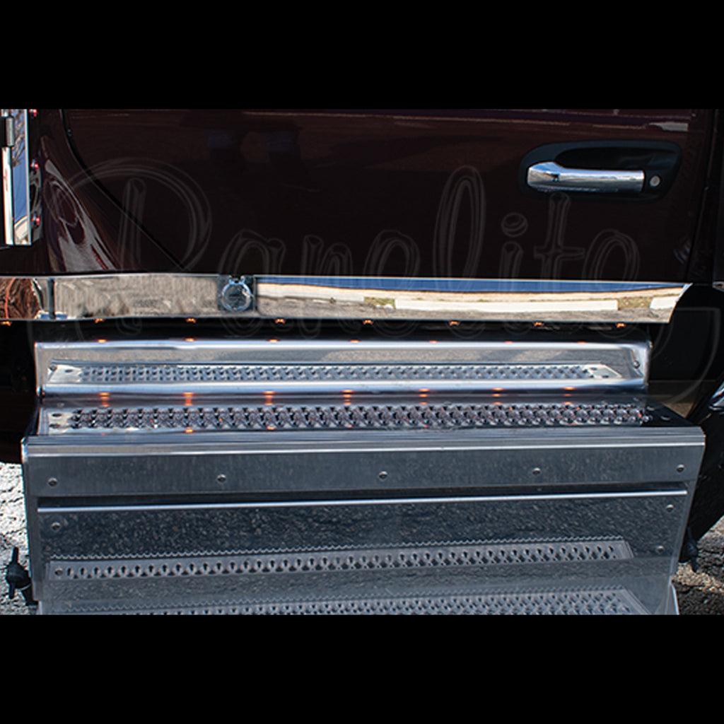 Panelite - Peterbilt 589 Underlit Block Heater Cab Panels (8 x 3/4" Round Amber/Clear LED Lights)