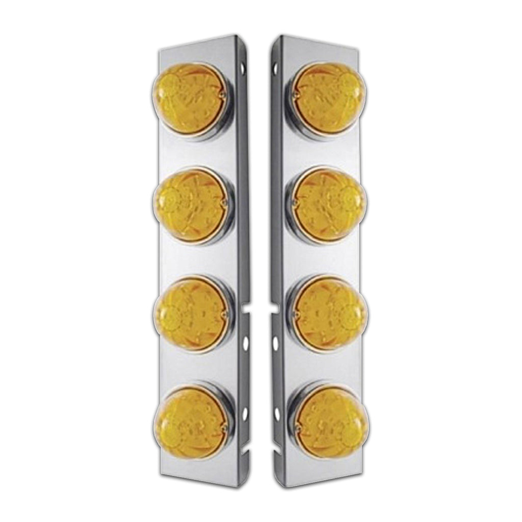 Peterbilt Stainless Steel Front Air Cleaner Bracket w Amber Watermelon Lights