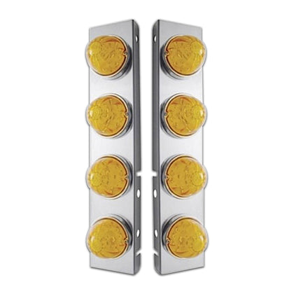 Peterbilt Stainless Steel Front Air Cleaner Bracket w Amber Watermelon Lights