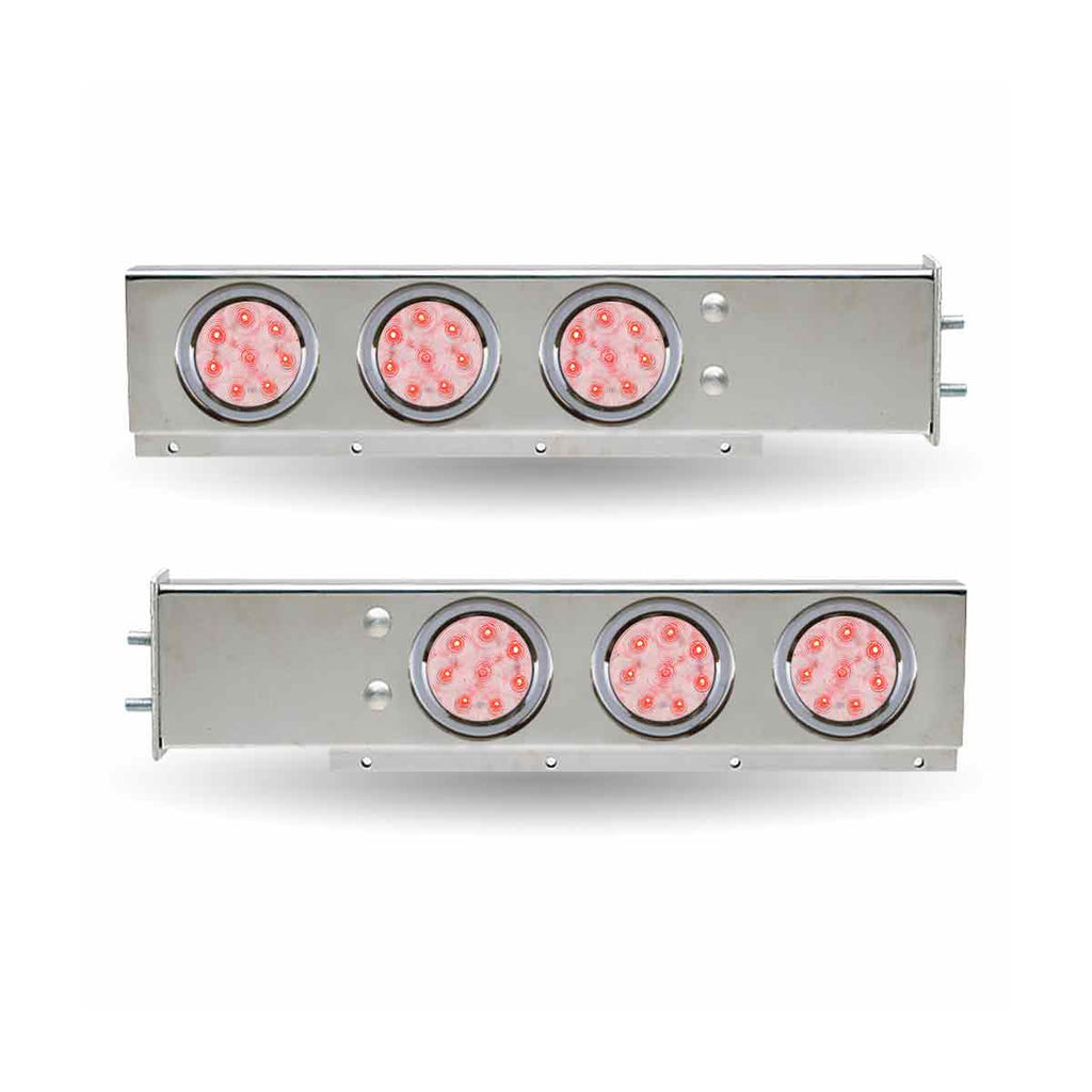30" LED Mud Flap Hangers with 2.5" Bolt Spacing & 3 Red Clear LEDs
