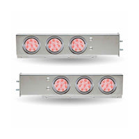 30" LED Mud Flap Hangers with 2.5" Bolt Spacing & 3 Red Clear LEDs
