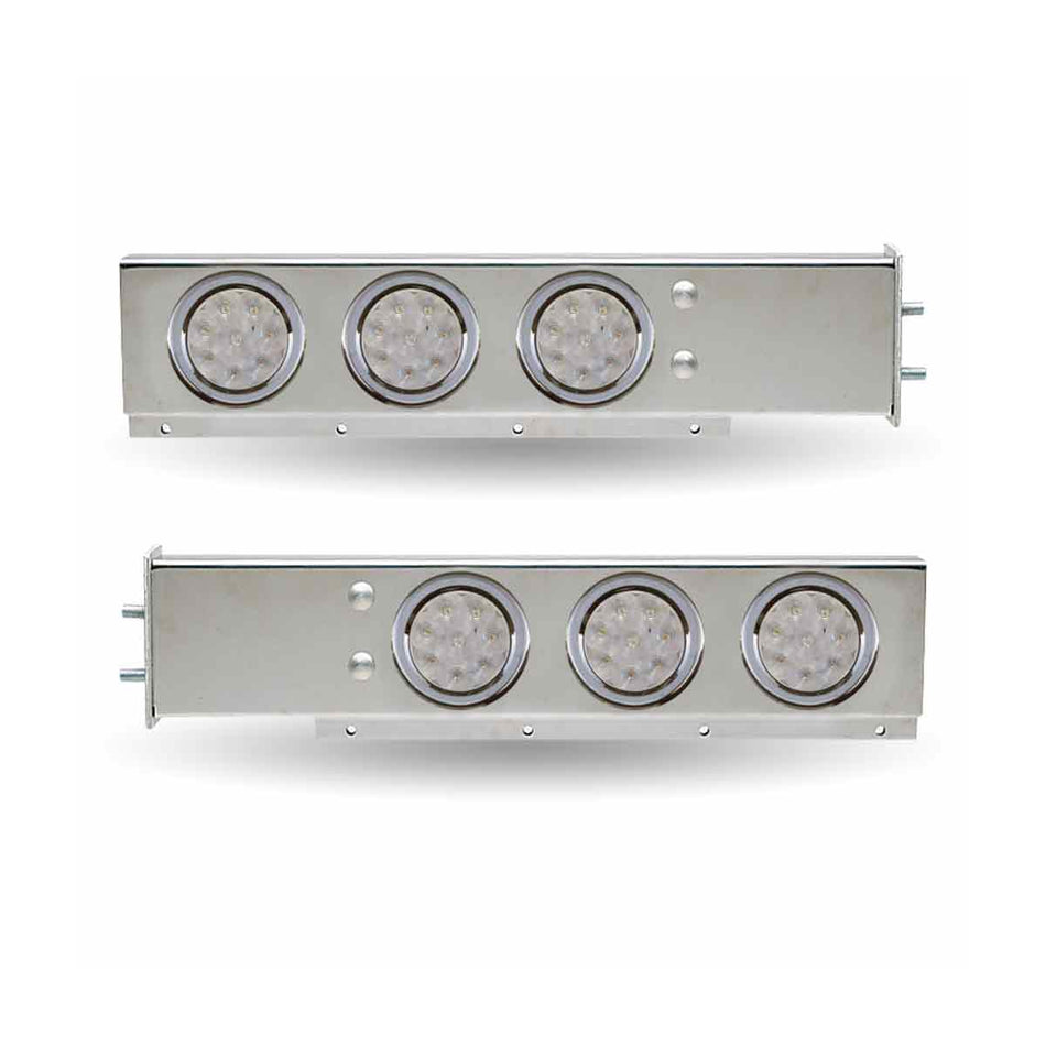 30" LED Mud Flap Hangers with 2.5" Bolt Spacing & 3 Red Clear LEDs