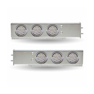 30" LED Mud Flap Hangers with 2.5" Bolt Spacing & 3 Red Clear LEDs