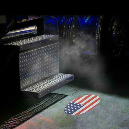 Oval USA Flag Projector 13 Diode LED Door Light for Peterbilt/Kenworth Driver Side