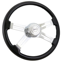 16" Painted Wood Rim, Chrome 4-Spoke w/ Slot Cut Outs, Chrome Bezel, Chrome Horn Button - Logo